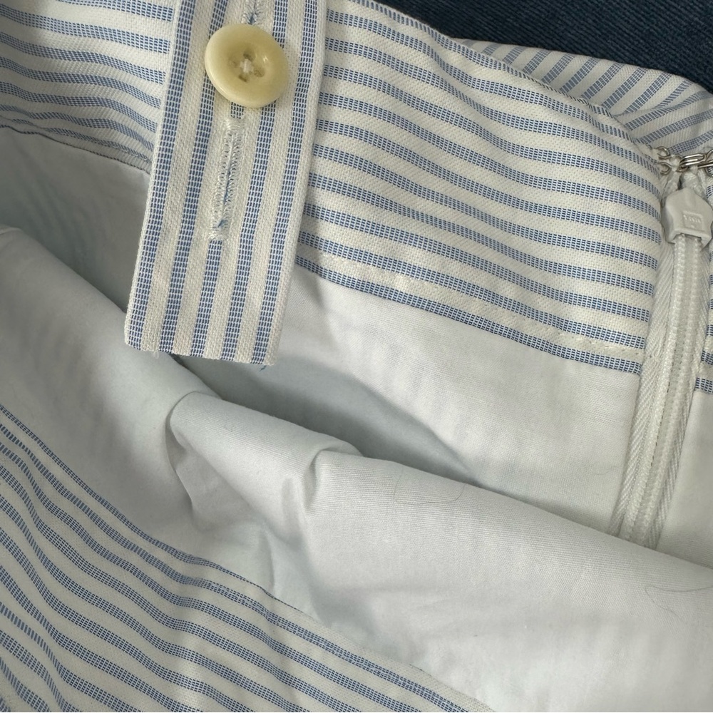 J Crew Dress Pinstripe Print Nautical Blue White Lined Cotton Knit Classic Retro - Picture 9 of 11